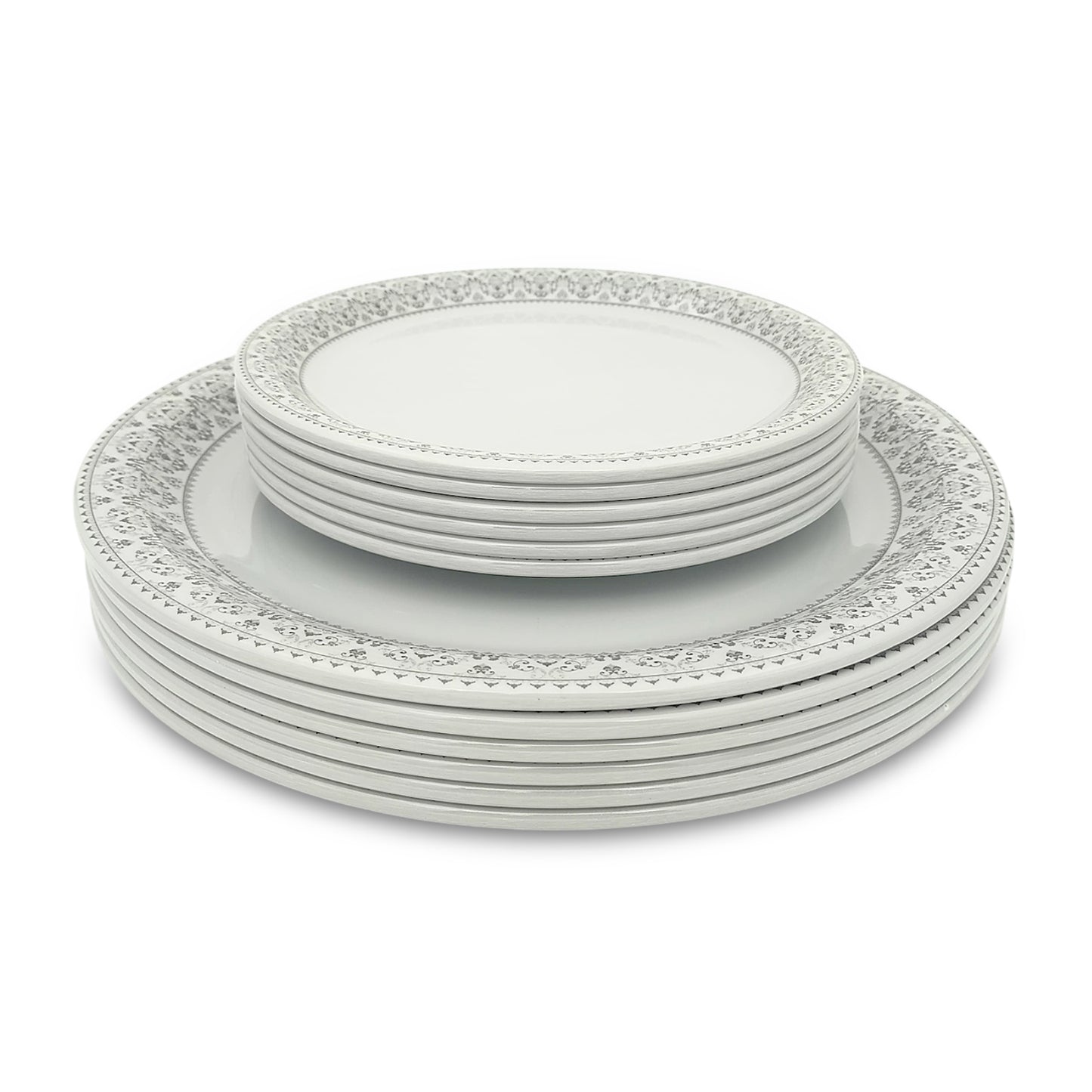 SUPERWARE | Pure Melamine | Dinner Set - Manila Gray Lava | Set Of 24 Pcs. | Stain Free, Glazed Finish