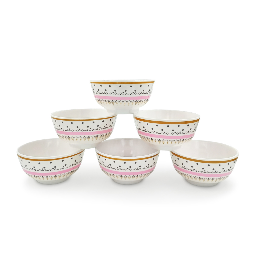 SUPERWARE | Pure Melamine | Bowl Set - Diamond 4" | 6 Nos.| Stain Free, Glazed Finish