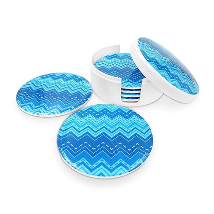 SUPERWARE | Pure Melamine | Coasters - Blue Zak | Set Of 8 Pcs | Stain Free, Glazed Finish