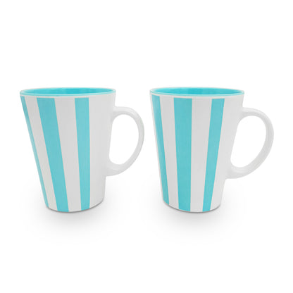 SUPERWARE | Pure melamine | Coffee Mug - VERTILINE AQUA 440 ml. | Set of 2 | Stain Free, Glazed Finish