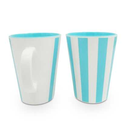 SUPERWARE | Pure melamine | Coffee Mug - VERTILINE AQUA 440 ml. | Set of 2 | Stain Free, Glazed Finish