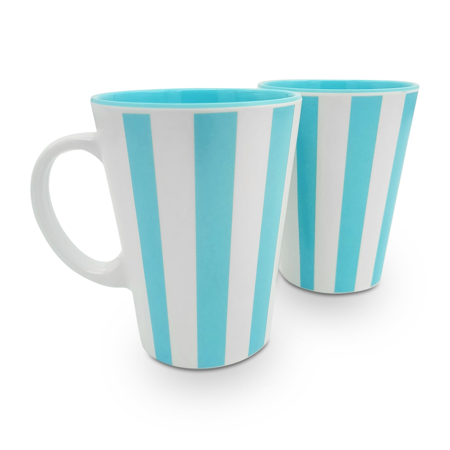 SUPERWARE | Pure melamine | Coffee Mug - VERTILINE AQUA 440 ml. | Set of 2 | Stain Free, Glazed Finish