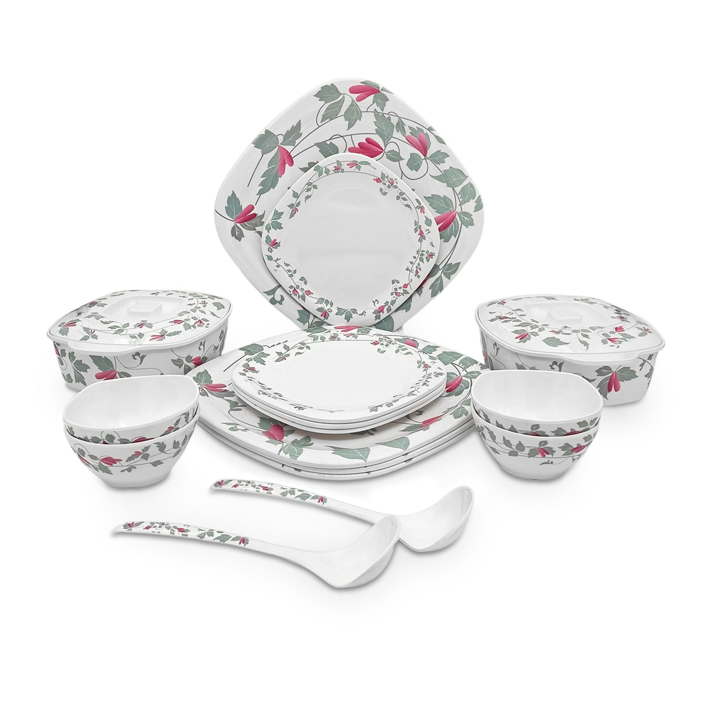 EKTRA | Premium Melamine | Dinner Set – Ashley (Set of 16 Pcs.) | Durable, Fade proof