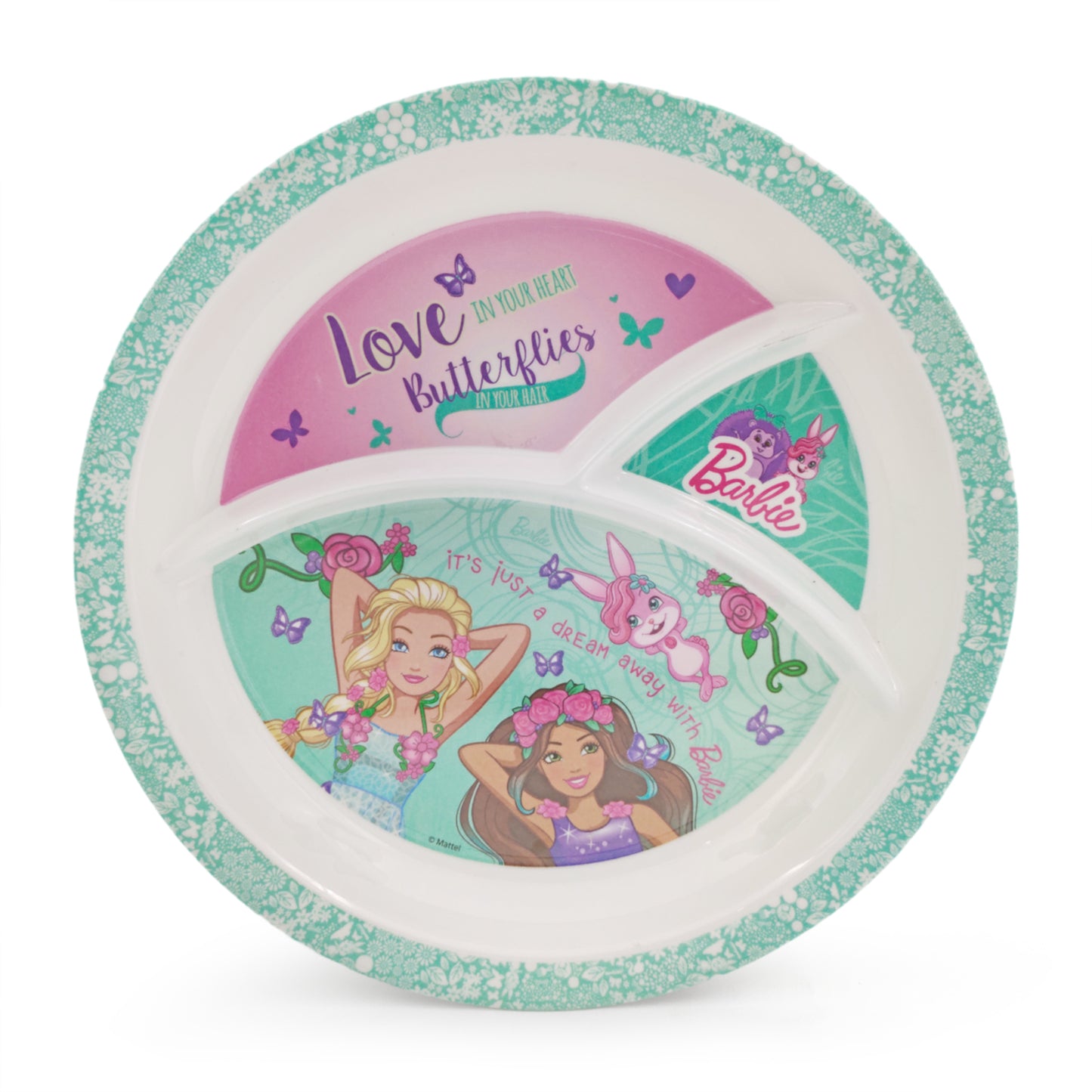 SUPERWARE | Pure Melamine | Kid Set - BARBIE BUTTERFLY | 3 Pcs.| Stain Free, Glazed Finish