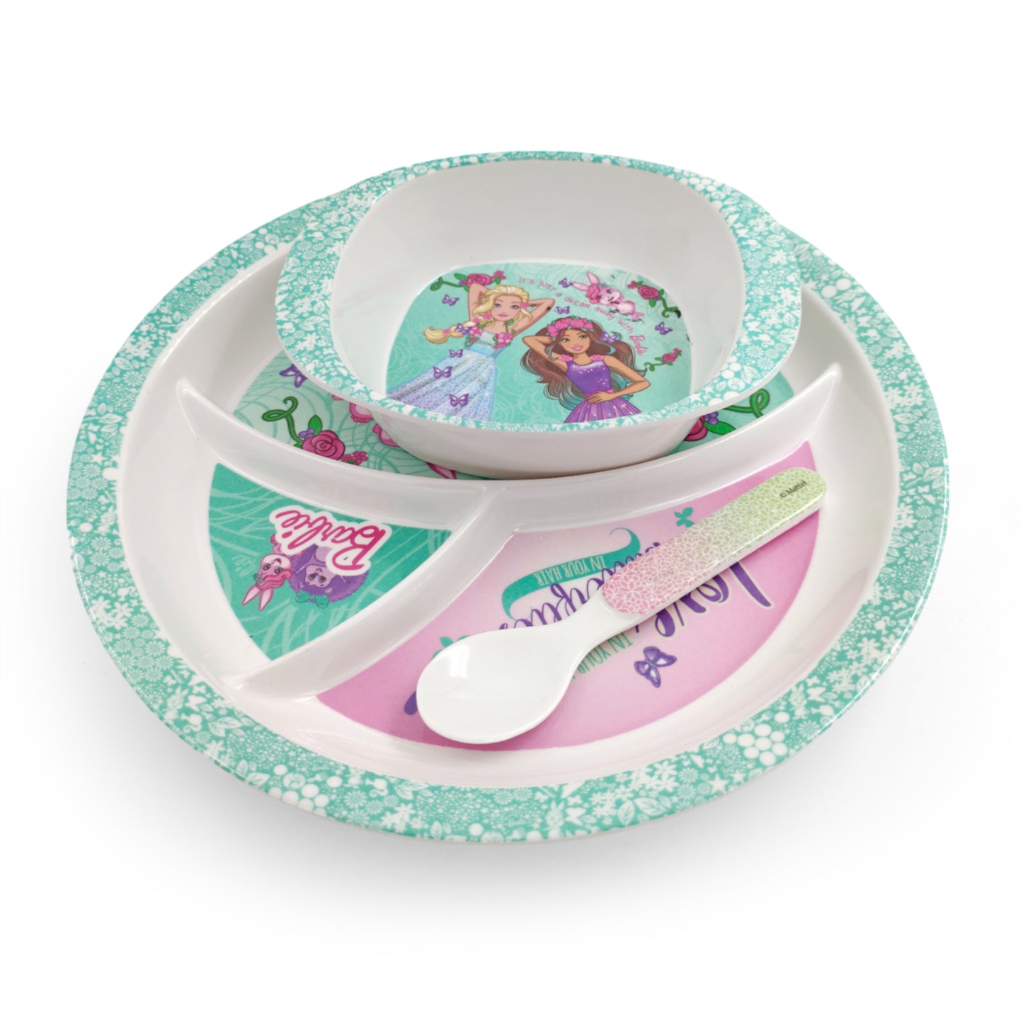 SUPERWARE | Pure Melamine | Kid Set - BARBIE BUTTERFLY | 3 Pcs.| Stain Free, Glazed Finish