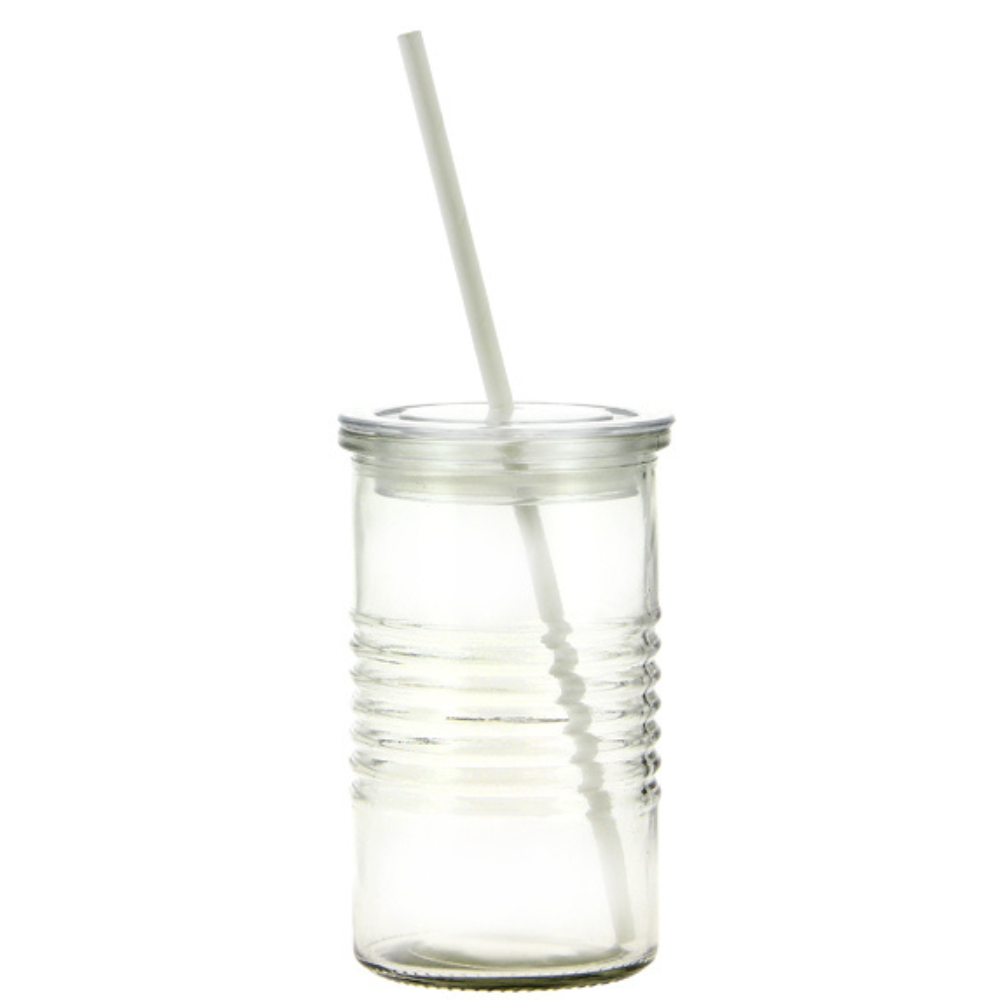 CERVE | Italy | Crystal Clear High Brilliance Lead Free Glass | Glass Barrel with Straw | Tableware, Clear Glass