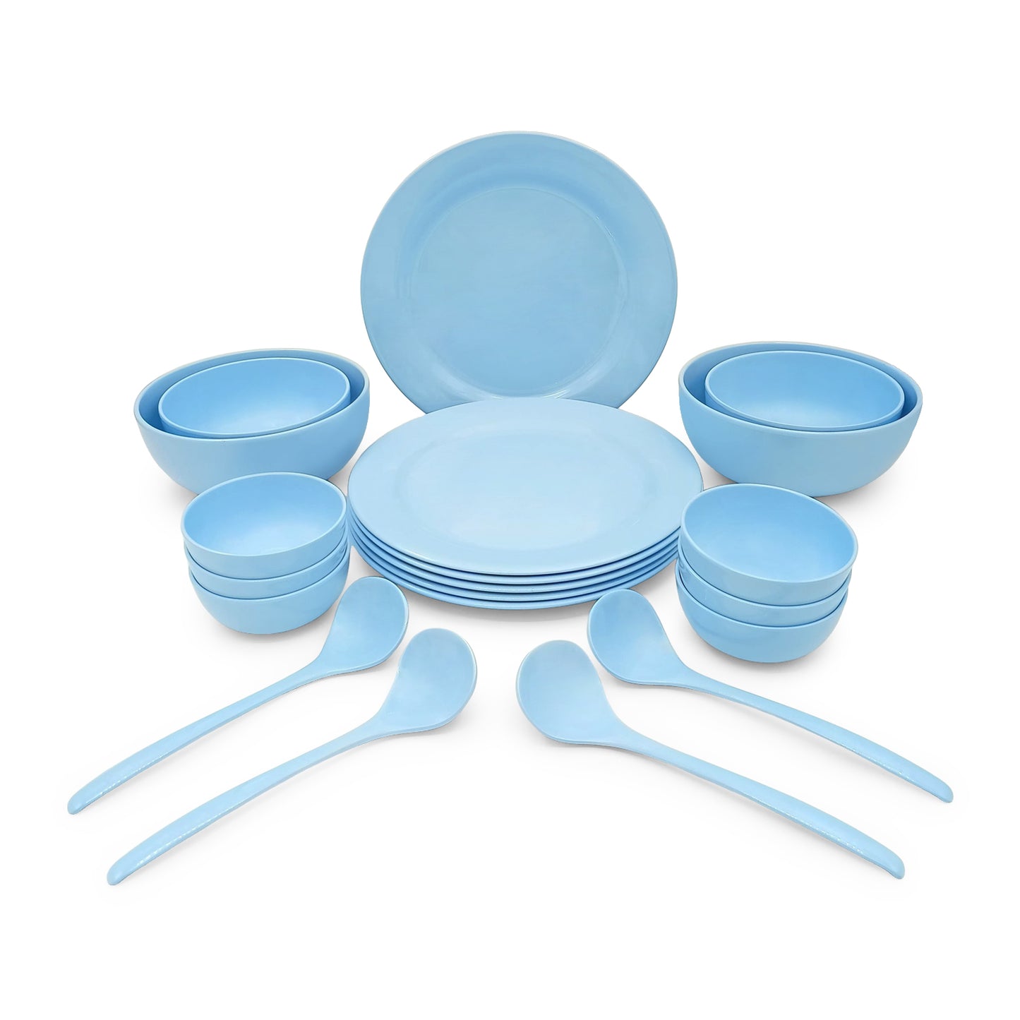 EKTRA | Premium Melamine | Dinner Set - Blue (Set of 20 Pcs.) | Durable, Fade proof