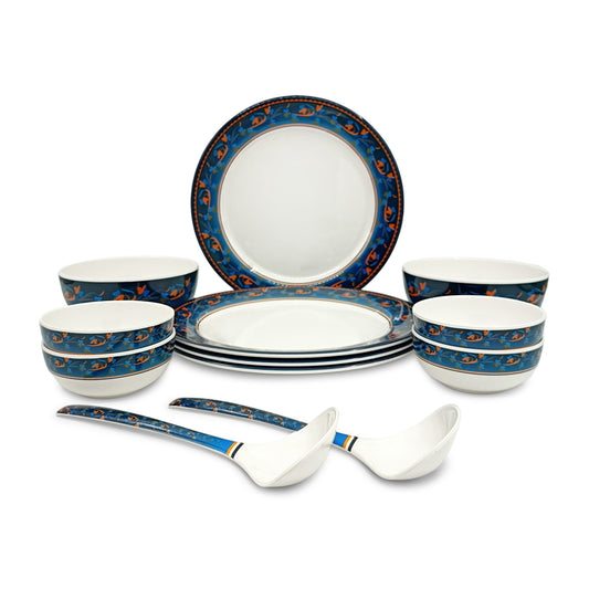 EKTRA | Premium Melamine | Dinner Set – Blue Moon (Set of 12 Pcs.) | Durable, Fade Proof