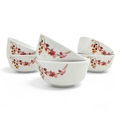 SUPERWARE | Pure Melamine | Bowl Set - Fleurish 4" | 6 Nos.| Stain Free, Glazed Finish