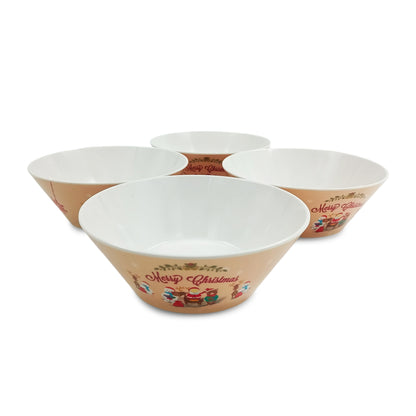 EKTRA | Premium Melamine | Hutzler Bowl Set – Merry Christmas 5.75" (4 Nos.) | Durable, Fade Proof