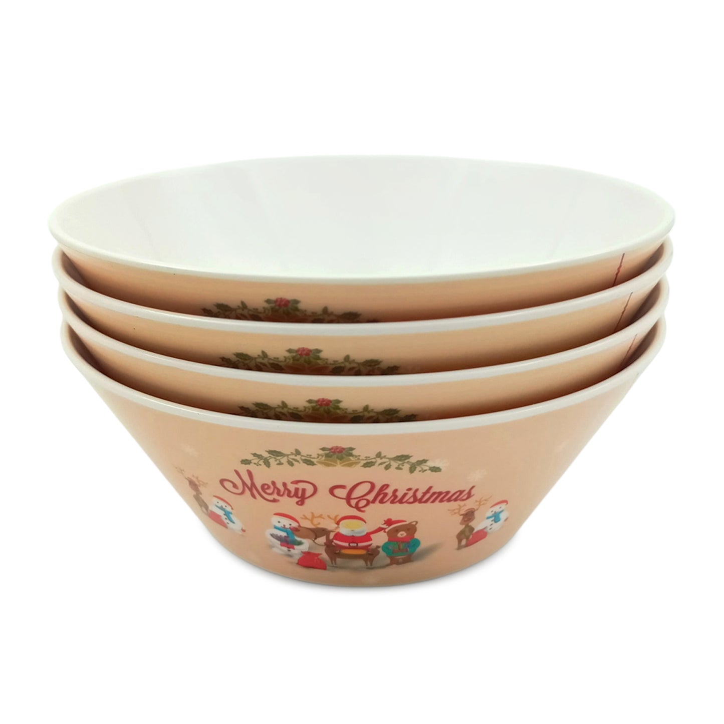 EKTRA | Premium Melamine | Hutzler Bowl Set – Merry Christmas 5.75" (4 Nos.) | Durable, Fade Proof