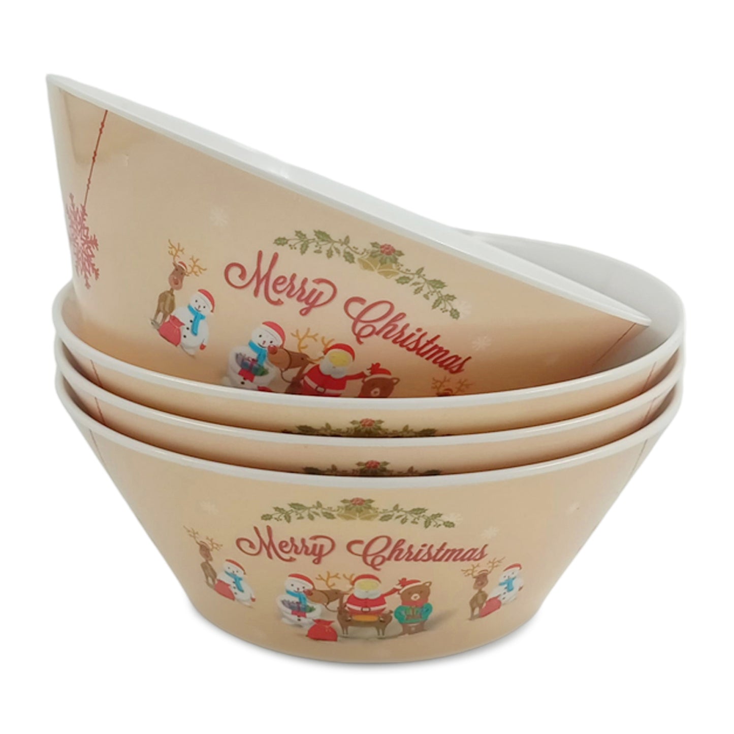 EKTRA | Premium Melamine | Hutzler Bowl Set – Merry Christmas 5.75" (4 Nos.) | Durable, Fade Proof