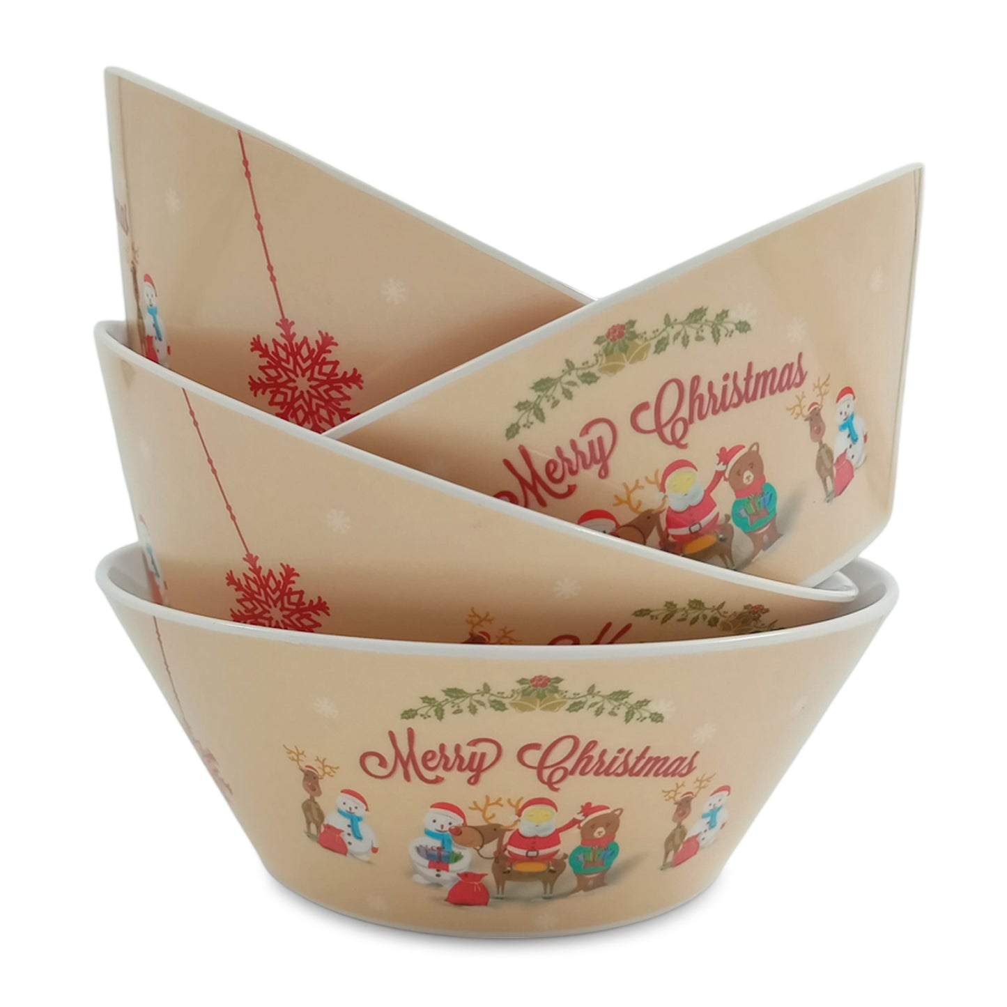 EKTRA | Premium Melamine | Hutzler Bowl Set – Merry Christmas 5.75" (4 Nos.) | Durable, Fade Proof