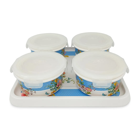 EKTRA | Premium Melamine | Canister Set with Tray - Mini Spring Vibe (5 Pcs.) | Durable, Fade Proof