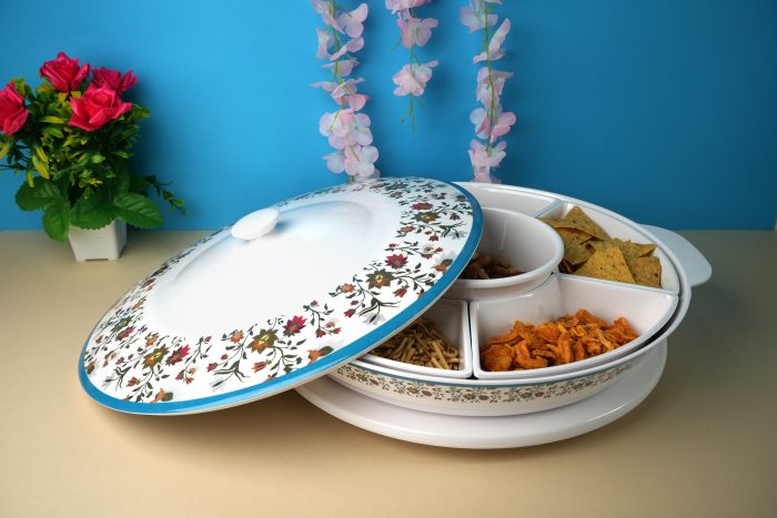 EKTRA | Premium Melamine | Rotating Platter – Nakashi | Set of 10 Pcs. | Durable, Fade Proof