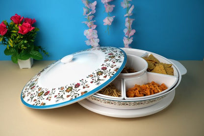 EKTRA | Premium Melamine | Rotating Platter – Nakashi | Set of 10 Pcs. | Durable, Fade Proof