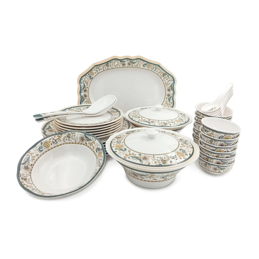 SUPERWARE | Pure Melamine | Dinner Set - GARDENIA DARIKA | Set Of 38 Pcs. | Stain Free, Glazed Finish