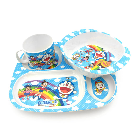 SUPERWARE | Pure Melamine | Kid Set - DORAEMON RAINBOW | 3 Pcs.| Stain Free, Glazed Finish