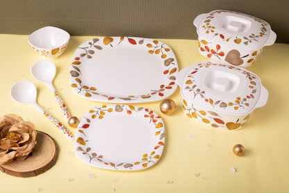 EKTRA | Premium Melamine | Dinner Set - Fall Street (Set of 16 Pcs.) | Durable, Fade Proof