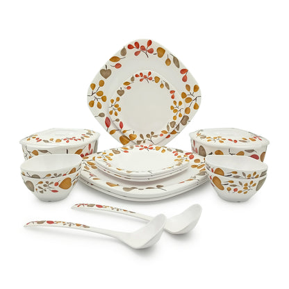 EKTRA | Premium Melamine | Dinner Set - Fall Street (Set of 16 Pcs.) | Durable, Fade Proof