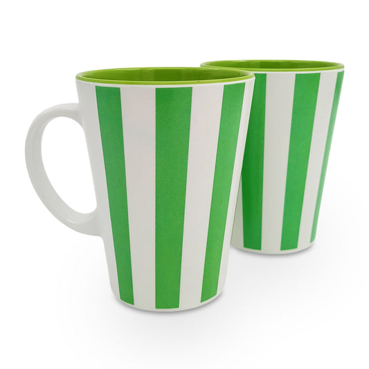 SUPERWARE | Pure melamine | Coffee Mug - VERTILINE FOREST GREEN 3.5" | Two Tone | Set of 2 Stain Free, Glazed Finish