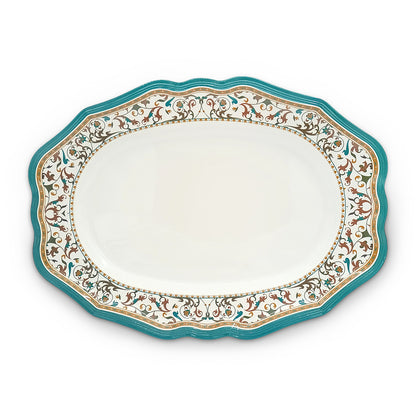 SUPERWARE | Pure Melamine | Dinner Set - GARDENIA AZURE | Set Of 38 Pcs. | Stain Free, Glazed Finish