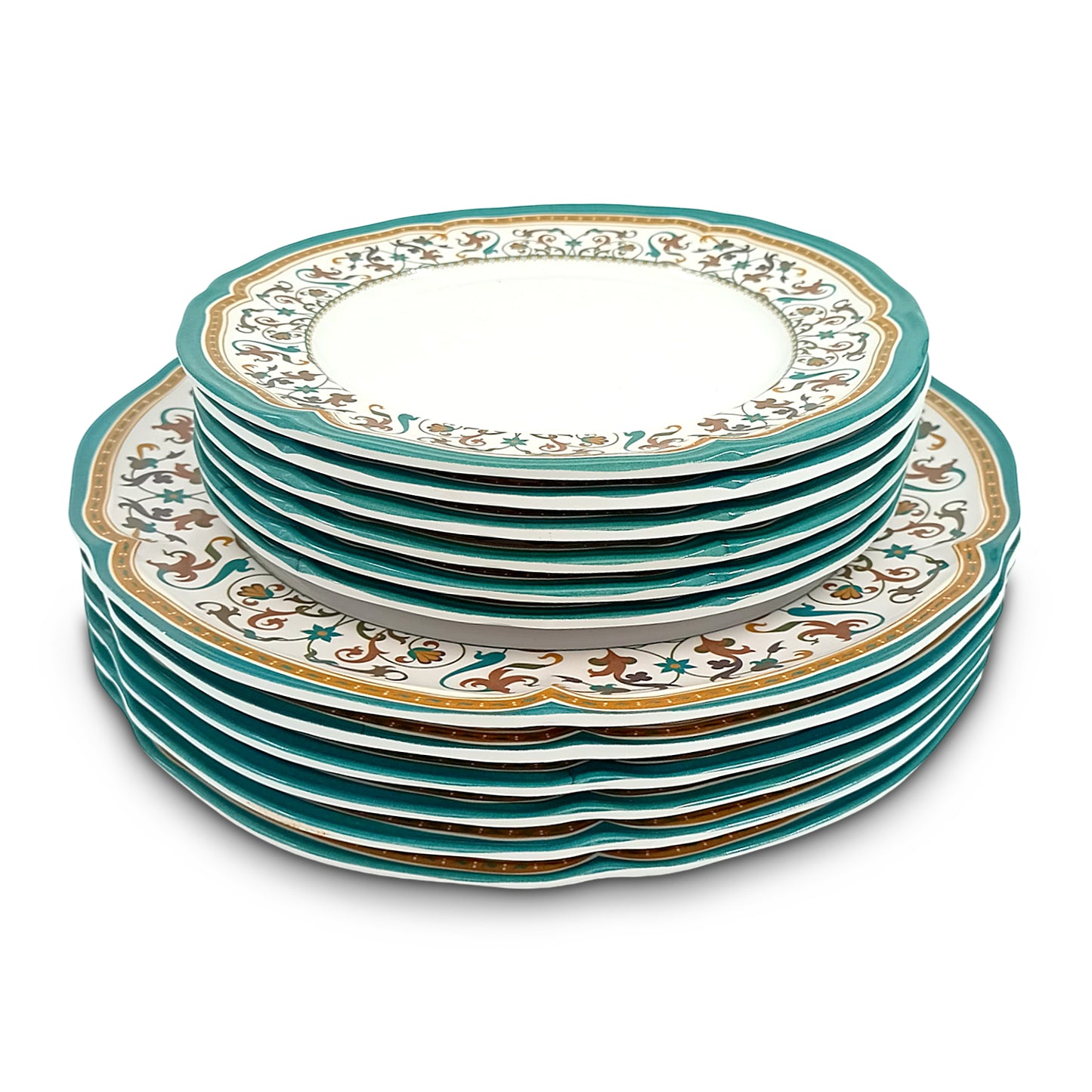 SUPERWARE | Pure Melamine | Dinner Set - GARDENIA AZURE | Set Of 38 Pcs. | Stain Free, Glazed Finish