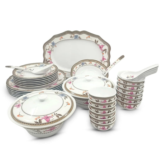 SUPERWARE | Pure Melamine | Dinner Set - GARDENIA BLOOM | Set Of 38 Pcs. | Stain Free, Glazed Finish