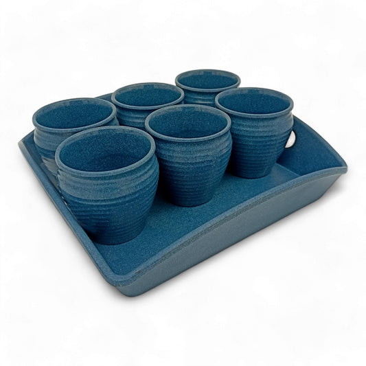 SUPERWARE | Pure melamine | Kullad & Trayo - GALAXI BLUE (7 Pcs.) | Stain Free, Glazed Finish