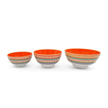 SUPERWARE | Pure Melamine | Snack Bowl Set - ORANGE | Set of 3 Pcs. | Stain Free, Glazed Finish