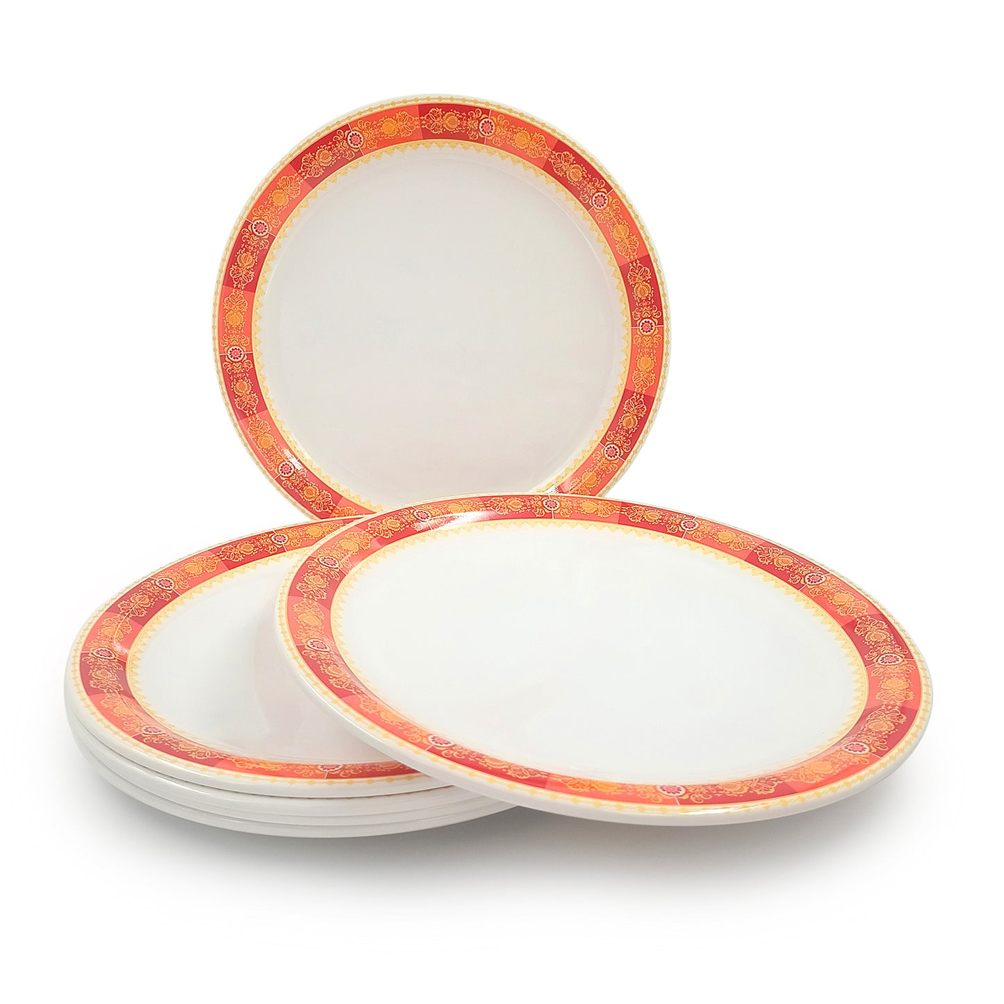 SUPERWARE | Pure Melamine | Dinner Plate Set – Goldhill (11.0") | 6 Nos. | Stain Free, Glazed Finish