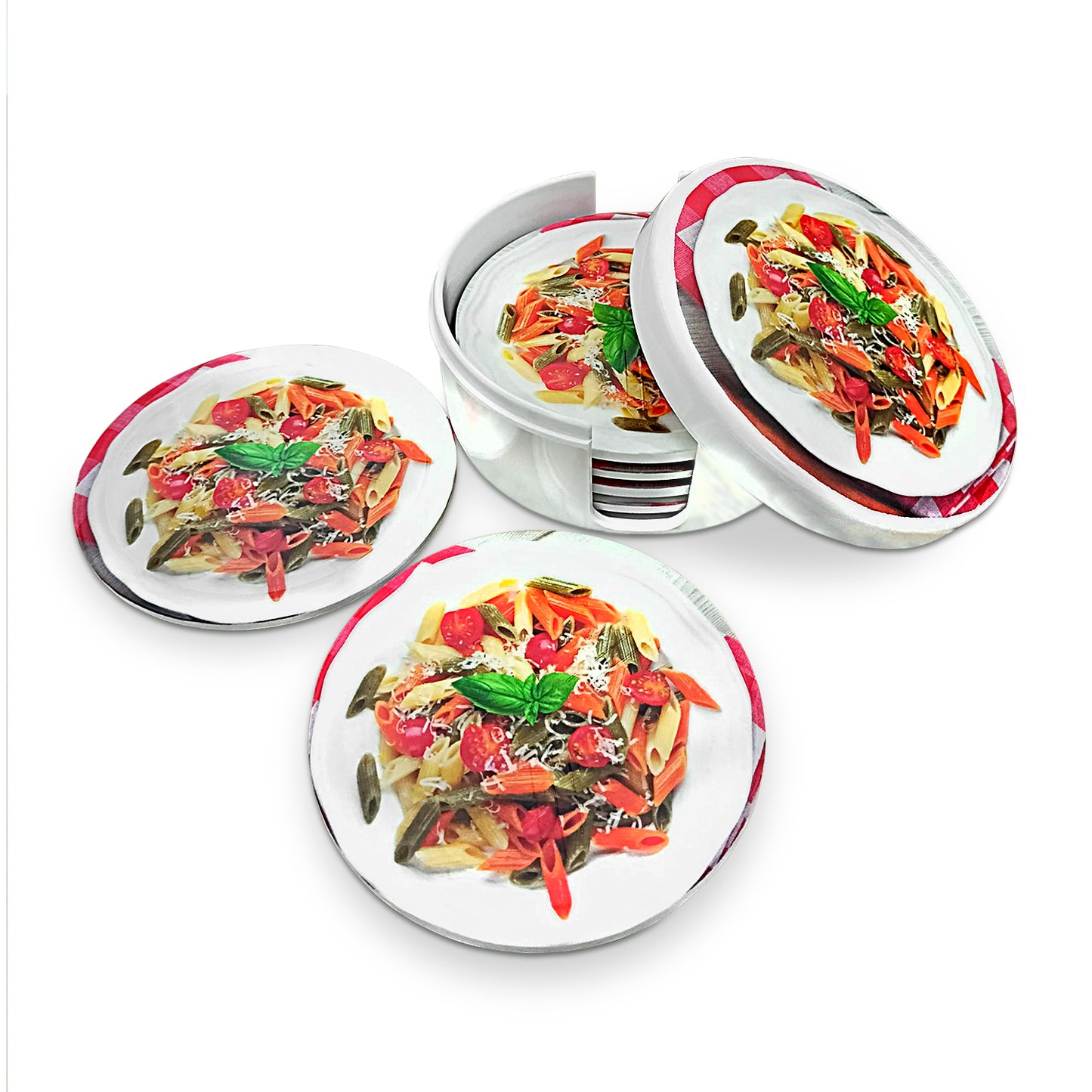 SUPERWARE | Pure Melamine | Coasters- PASTA | Set Of 8 Pcs | Stain Free, Glazed Finish