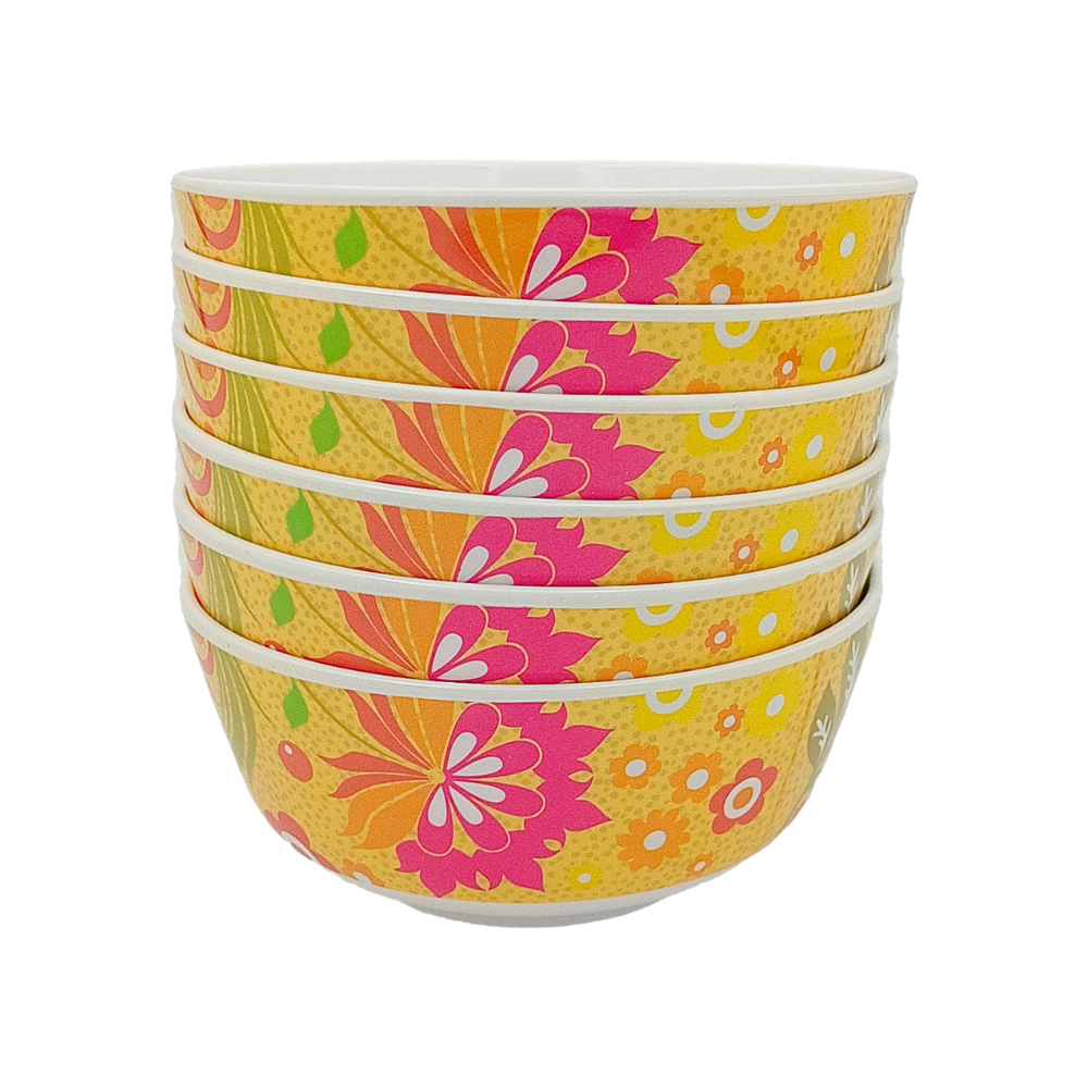 SUPERWARE | Pure Melamine | Bowl Set - Batik 4" | 6 Nos. | Stain Free, Glazed Finish