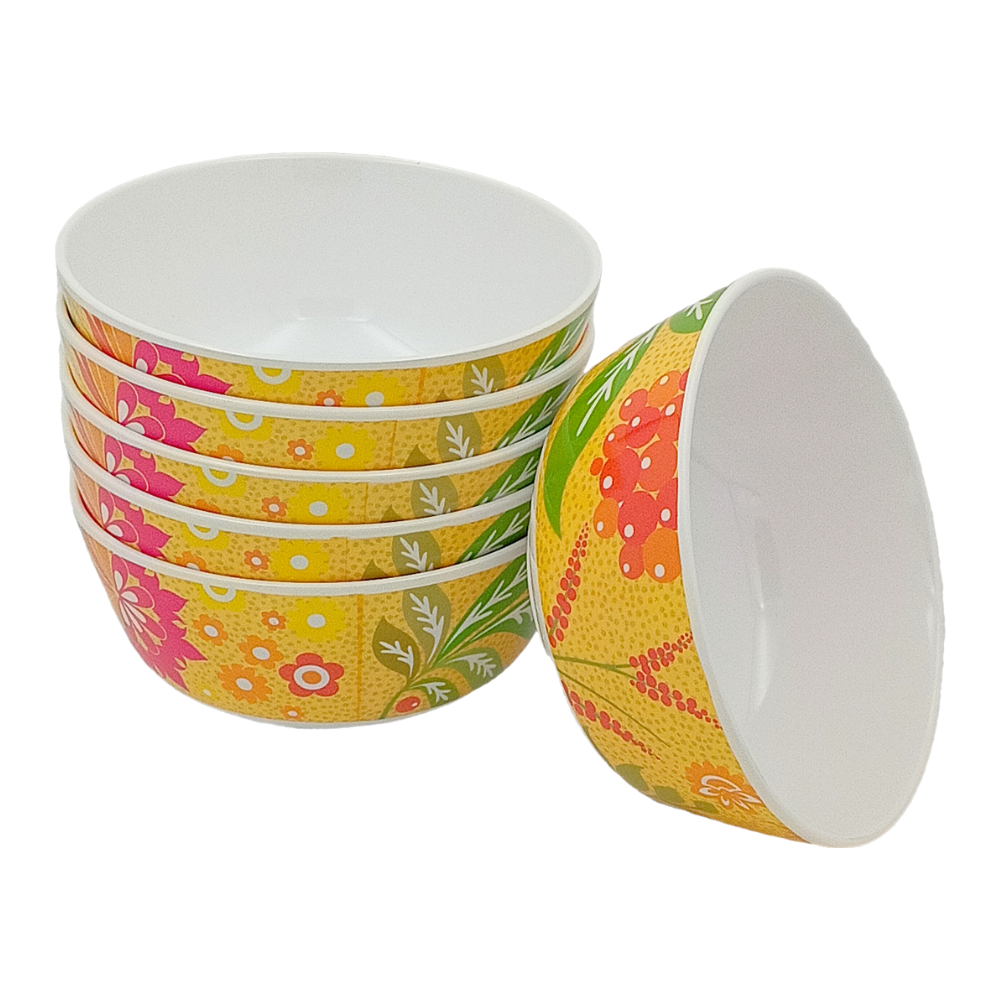 SUPERWARE | Pure Melamine | Bowl Set - Batik 4" | 6 Nos. | Stain Free, Glazed Finish