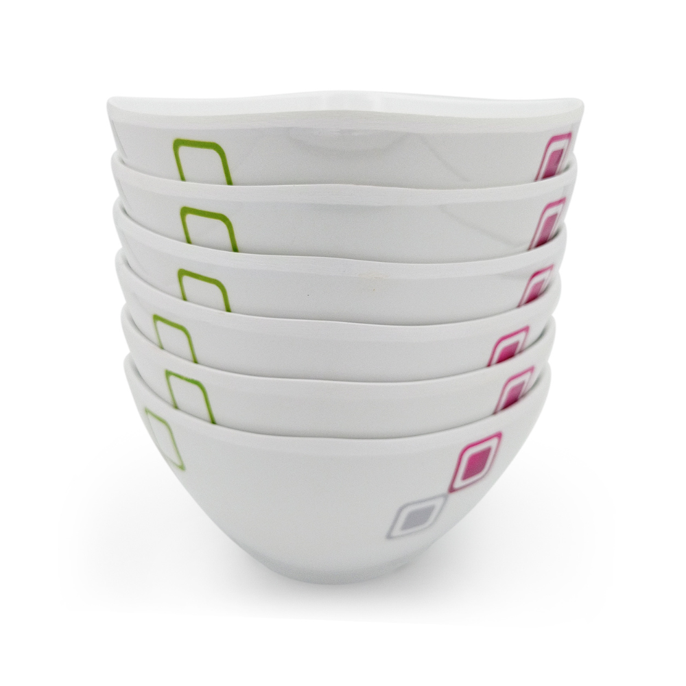 SUPERWARE | Pure Melamine | Bowl Set - Candy Blocks 4" | 6 Nos. | Stain Free, Glazed Finish