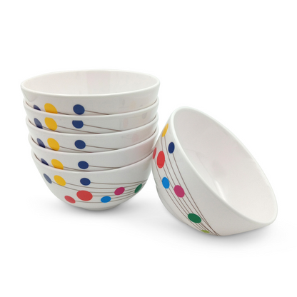 SUPERWARE | Pure Melamine | Katori Set - COLOUR BUBBLES (3.5") | 6 Nos. | Stain Free, Glazed Finish