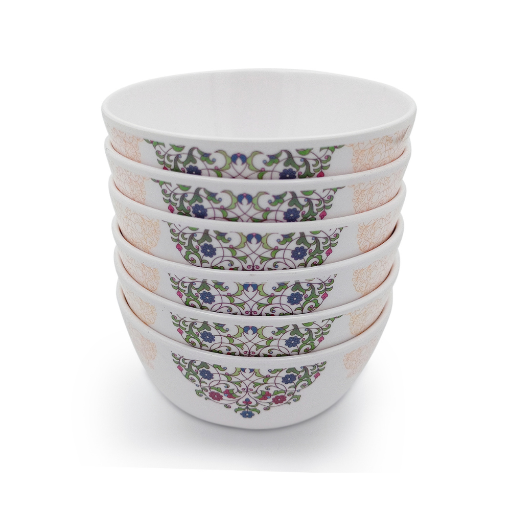 SUPERWARE | Pure Melamine | Bowl Set - Ethenic Art 4" | 6 Nos. | Stain Free, Glazed Finish