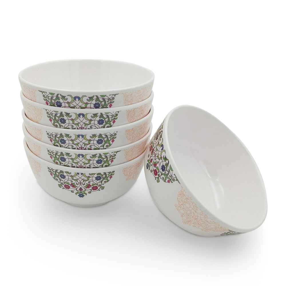 SUPERWARE | Pure Melamine | Katori Set - ETHENIC ART (3.5") | 6 Nos.| Stain Free, Glazed Finish