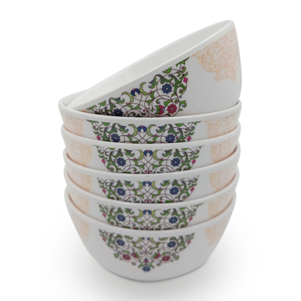 SUPERWARE | Pure Melamine | Katori Set - ETHENIC ART (3.5") | 6 Nos.| Stain Free, Glazed Finish