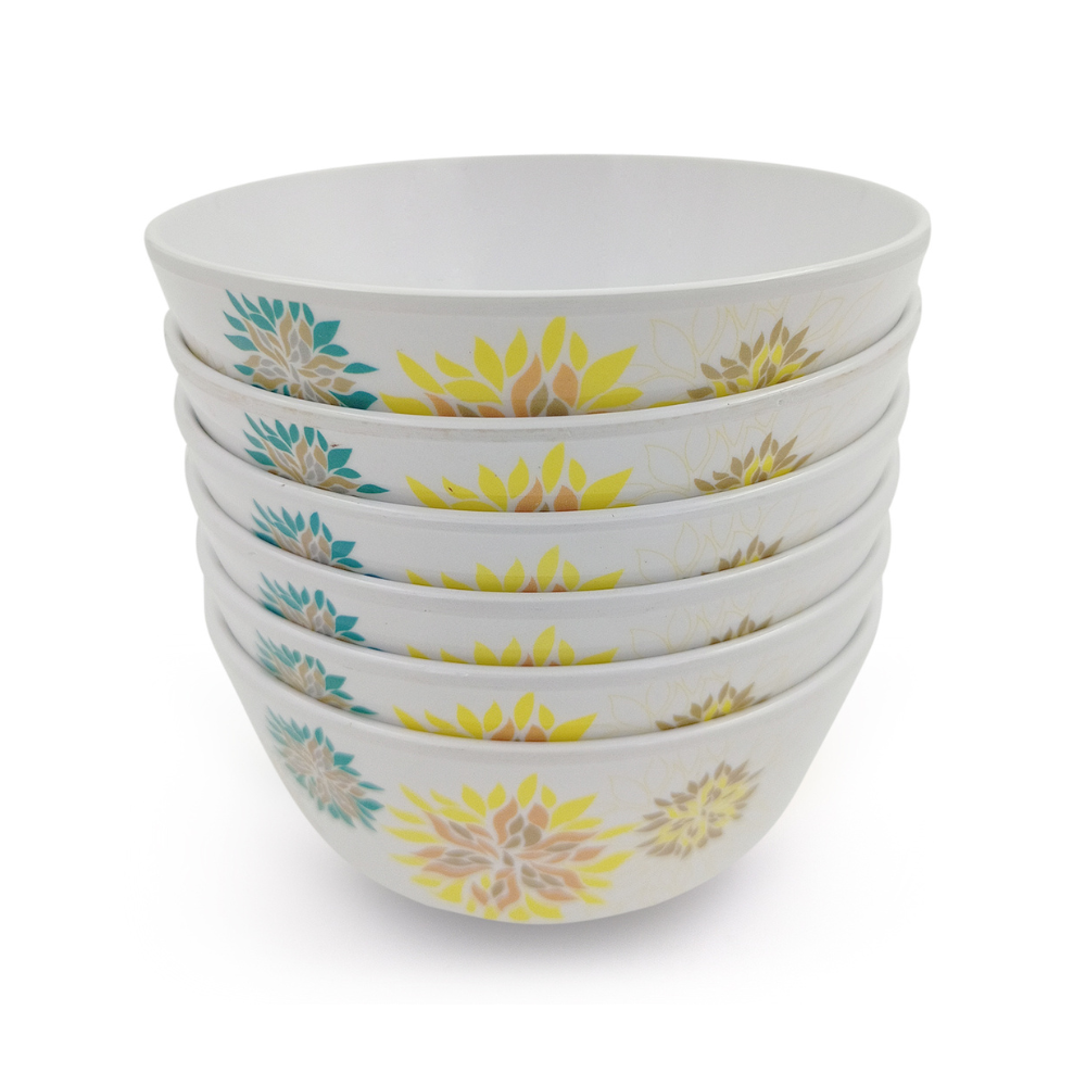 SUPERWARE | Pure Melamine | Bowl Set - Ethenic Flower 4" | 6 Nos. | Stain Free, Glazed Finish