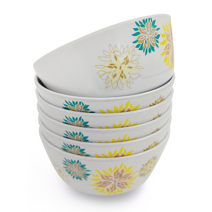 SUPERWARE | Pure Melamine | Bowl Set - Ethenic Flower 4" | 6 Nos. | Stain Free, Glazed Finish