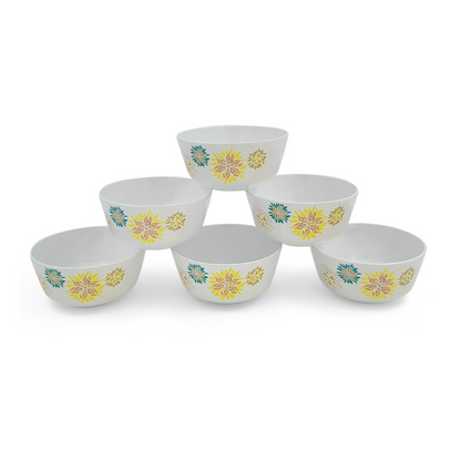 SUPERWARE | Pure Melamine | Bowl Set - Ethenic Flower 4" | 6 Nos. | Stain Free, Glazed Finish