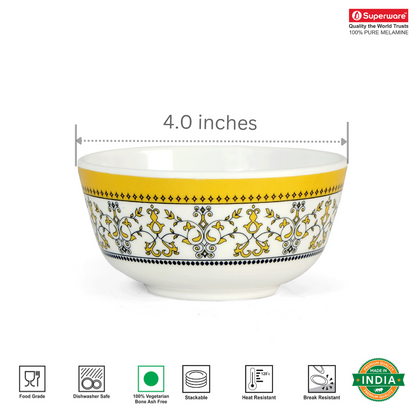 SUPERWARE | Pure Melamine | Bowl Set - ForgetMeNot 4" | 6 Nos.| Stain Free, Glazed Finish