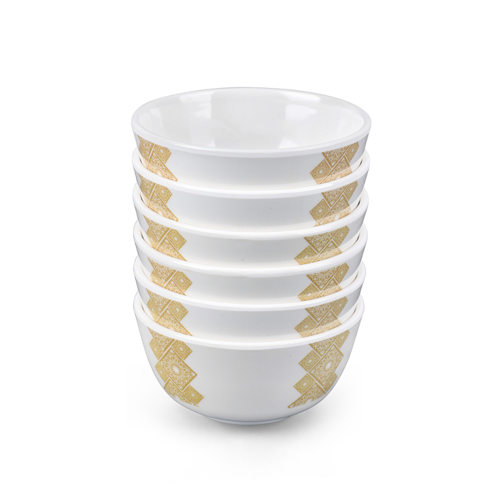 SUPERWARE | Pure Melamine| Katori Set - GOLDDEKO (3.5") | 6 Nos. | Stain Free, Glazed Finish