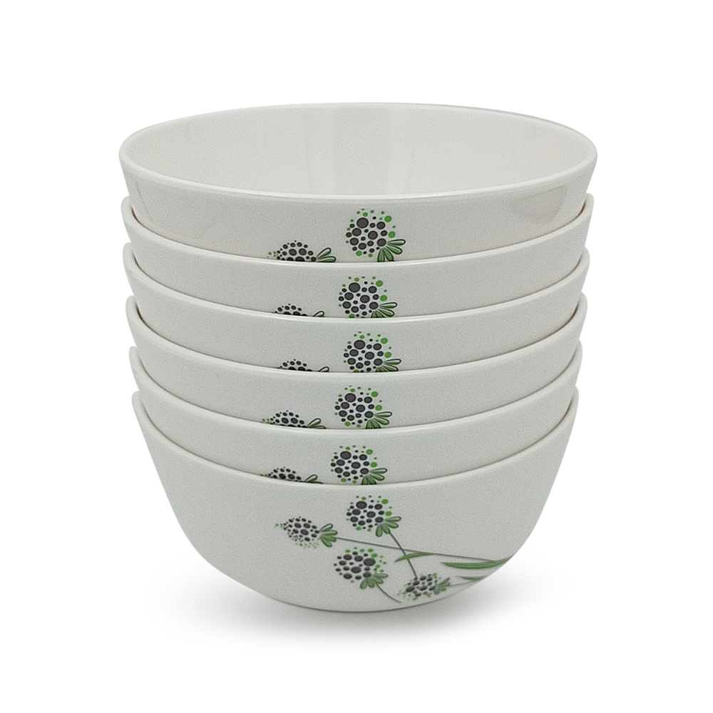 SUPERWARE | Pure Melamine | Bowl Set - Green Berry 4" | 6 Nos.| Stain Free, Glazed Finish