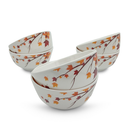 SUPERWARE | Pure Melamine | Bowl Set - Maple Leaf 4" | 6 Nos. | Stain Free, Glazed Finish