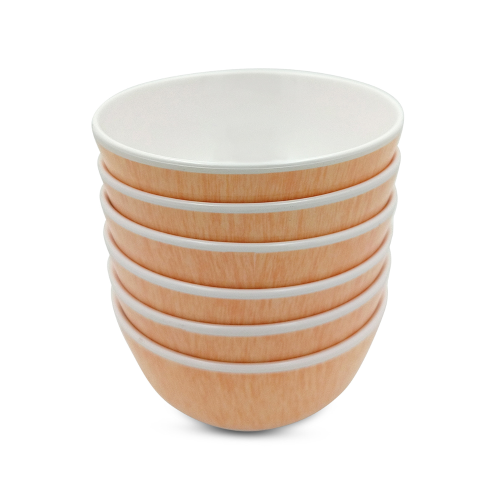 SUPERWARE | Pure Melamine | Katori Set - WOODY (3.5") | 6 Nos. | Stain Free, Glazed Finish