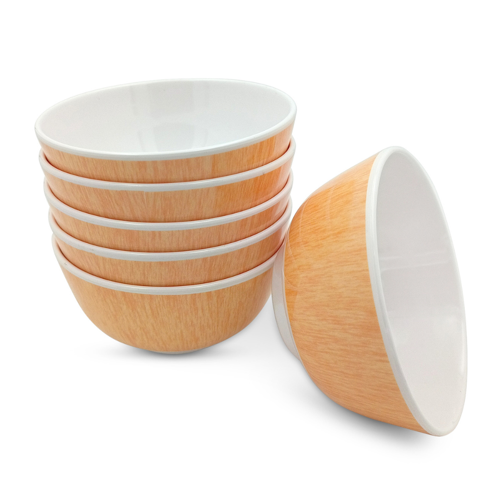 SUPERWARE | Pure Melamine | Katori Set - WOODY (3.5") | 6 Nos. | Stain Free, Glazed Finish