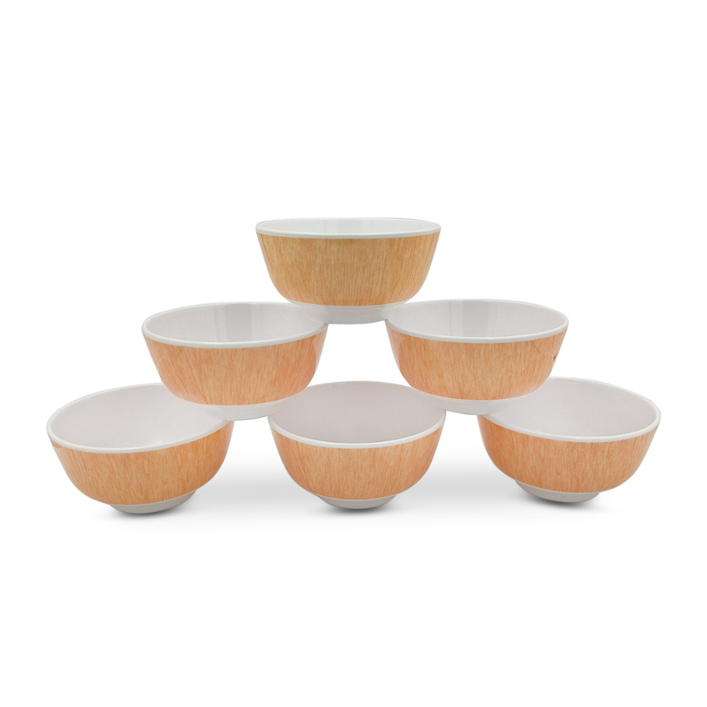 SUPERWARE | Pure Melamine | Katori Set - WOODY (3.5") | 6 Nos. | Stain Free, Glazed Finish