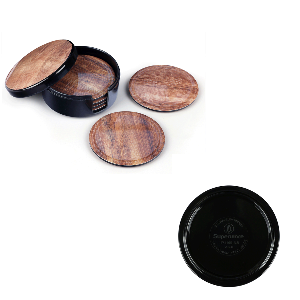 SUPERWARE, Coaster Set - DARK OAK | Set Of 8 Pcs.